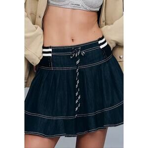 Anthropologie Pilcro Sporty Tiered Denim Mini Skirt Size Medium